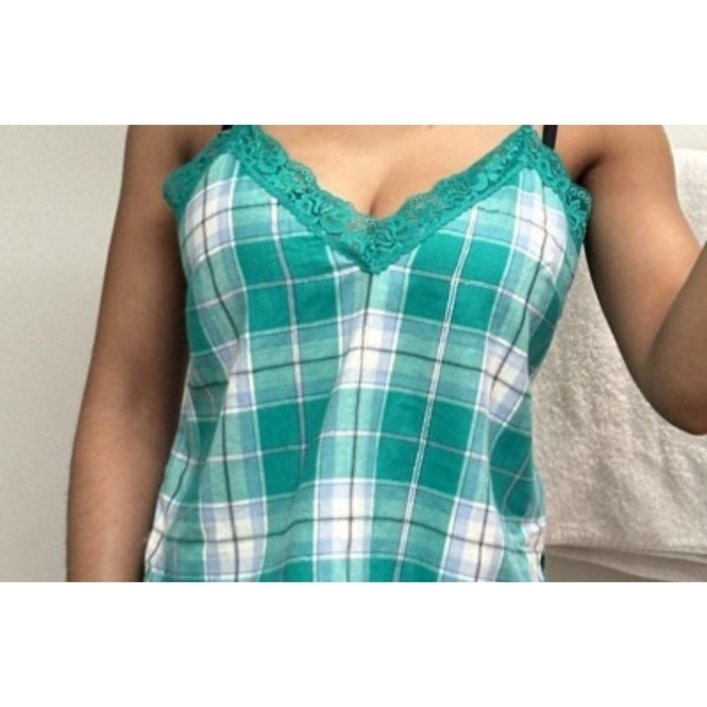 Colsie Plaid Lace Trim Tank Top